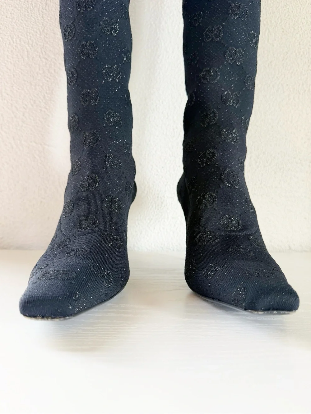 Gucci Demi GG Jacquard Monogram Over The Knee Sock Boots EU 39